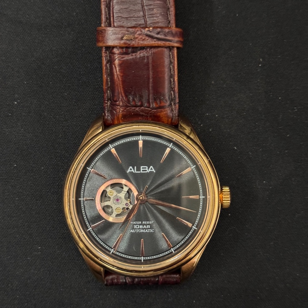 Alba Gold Case with Brown Leather Strap Watch